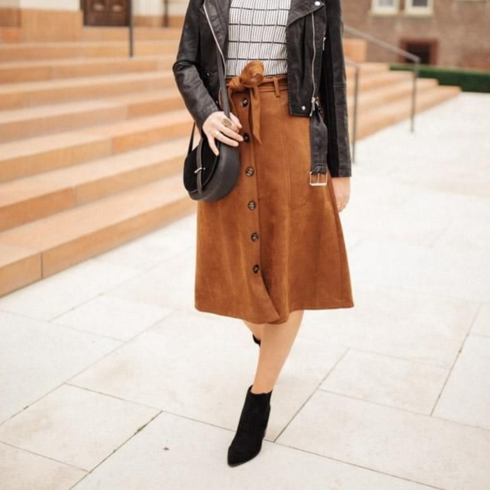 Adeline button down midi skirt